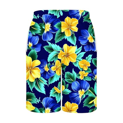 Mens Beach Shorts Plus Size Fashion Hawaiian Print Elastic Waist Lace up Swim Trunks Lightweight Casual Short Pant4