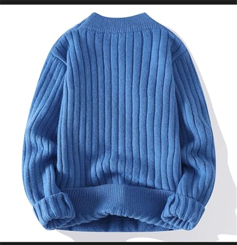 Men's Warm Knitted Pullover Sweater Round Neck Casual Winter Loose Solid Color Knitwear3