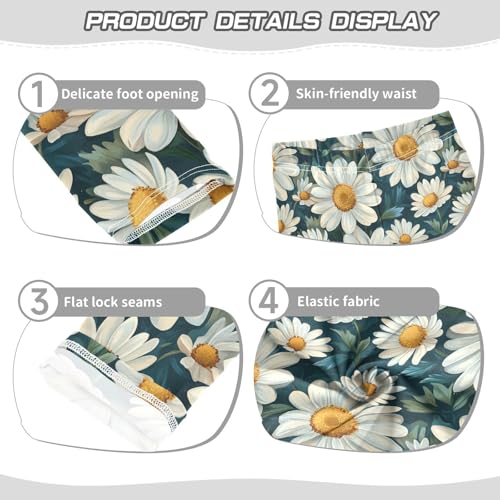 Girls Leggings Daisy Flower Leaves Soft Toddler Leggings for Girls Kids Pants Size 4T-10T3