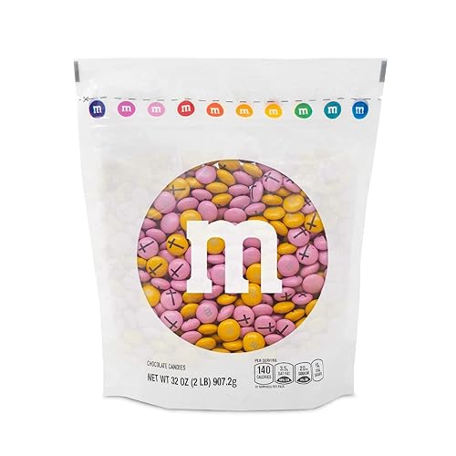 M&M'S Caramelos de bautismo de chocolate con leche para niña, 2 libras de dulces a granel con imágenes prediseñadas de cruz impresa, perfecto para