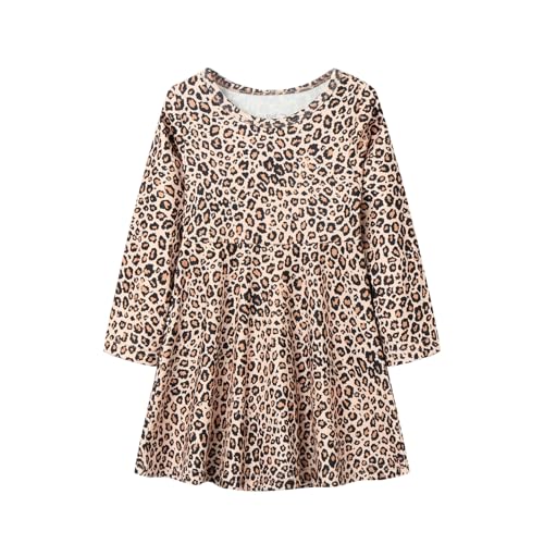 Mud Kingdom Girls Cartoon Dress Crew Neck Long Sleeve Printing Soft Spring Fall Casual Fall Winter