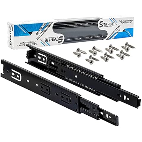 1 Paar Schubladenschienen Vollauszug 45mm Länge: 300mm SCHWARZ Schienen für Schubladen Schubladenauszug Kugelauszug Auszüge Teleskopschienen Schubladenführungen Tragkraft 45kg Stahlia Cover