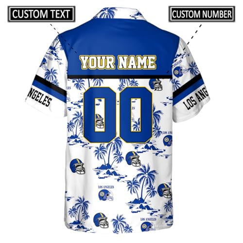 Custom Football Shirts for Men Summer Hawaiian Tropical Personalized Name Number Logo Aloha Beach Button Down Shirts3
