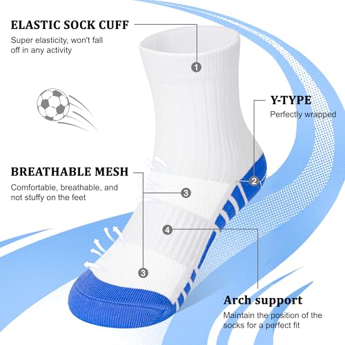 Image of 12 Pairs Boys Crew Athletic Socks, Kids Cotton Socks Ages 1-13 | Breathable mesh,75% cotton mixed material,white crew socks match all sportswear,for running, training and daily active play