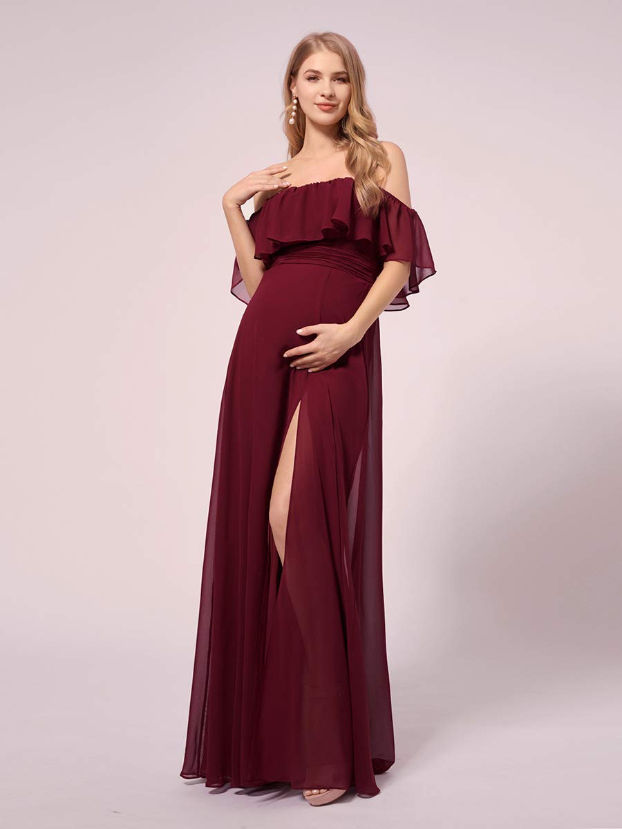 Ever-Pretty Fendue Robe de Demoiselle d'honneur Soirée Femme Longue Enceinte Robe en Maternité Épaules Dénudées 00968-YF