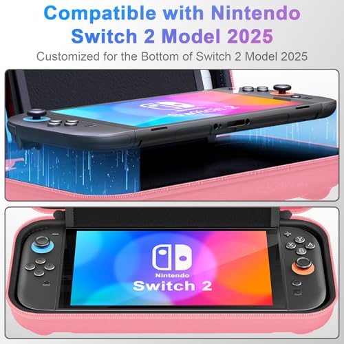 Image of daydayup Switch Carrying Case Compatible with Nintendo Switch 2, with 24 Games Cartridges Protective Hard Shell Travel Carrying Pouch DS Case Pink