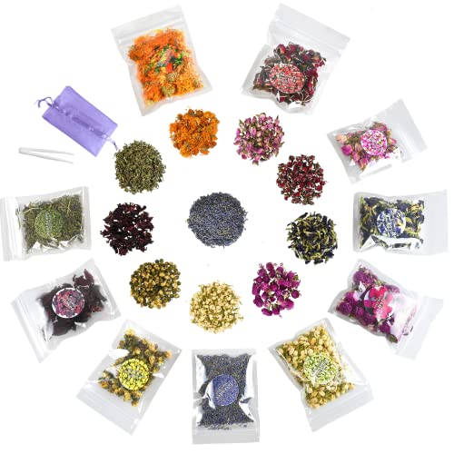 DoraMagic Nat&uuml;rliche Trockenblumen Getrocknete Blumen Kit 10 Beutel Getrocknete Blumen Kr&auml;uter f&uuml;r Seifenherstellung DIY Kerze Harz Schmuck (Viele)