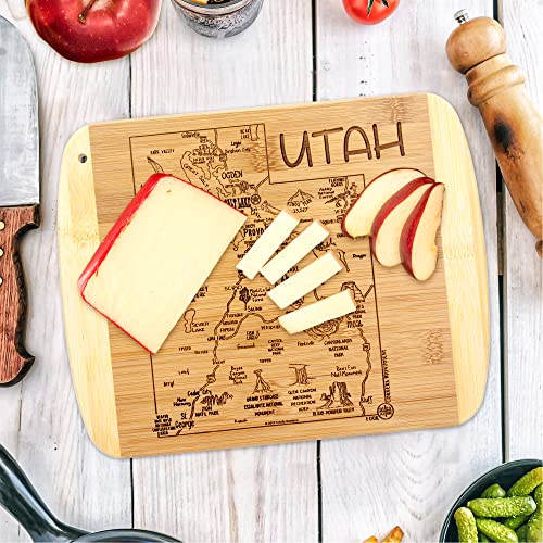 Image of Totally Bamboo A Slice of Life Utah Engraved Map Cutting Board