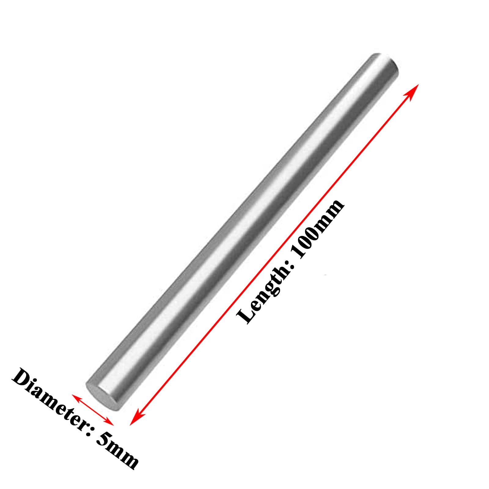 Wolframstab, reiner Wolfram-Vollstab, rund, 99,9% Nickelstäbe, Länge 100 mm, Durchmesser 2–5 mm, geeignet for wissenschaftliche Experimente(Diameter 5mm)