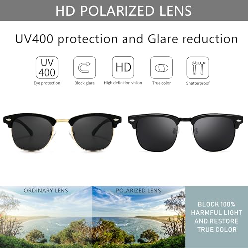 Image of SUNGAIT Polarized Sunglasses for Men and Women, Classic Half-Frame Retro Shades for Driving, Travel, and Outdoor Activities