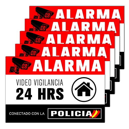 Pegatina alarma securitas - Cartel zona videovigilada adhesivo - Pegatinas Aviso a la Policía - Placa videovigilancia – 14,8 x 10,5 cm (5)