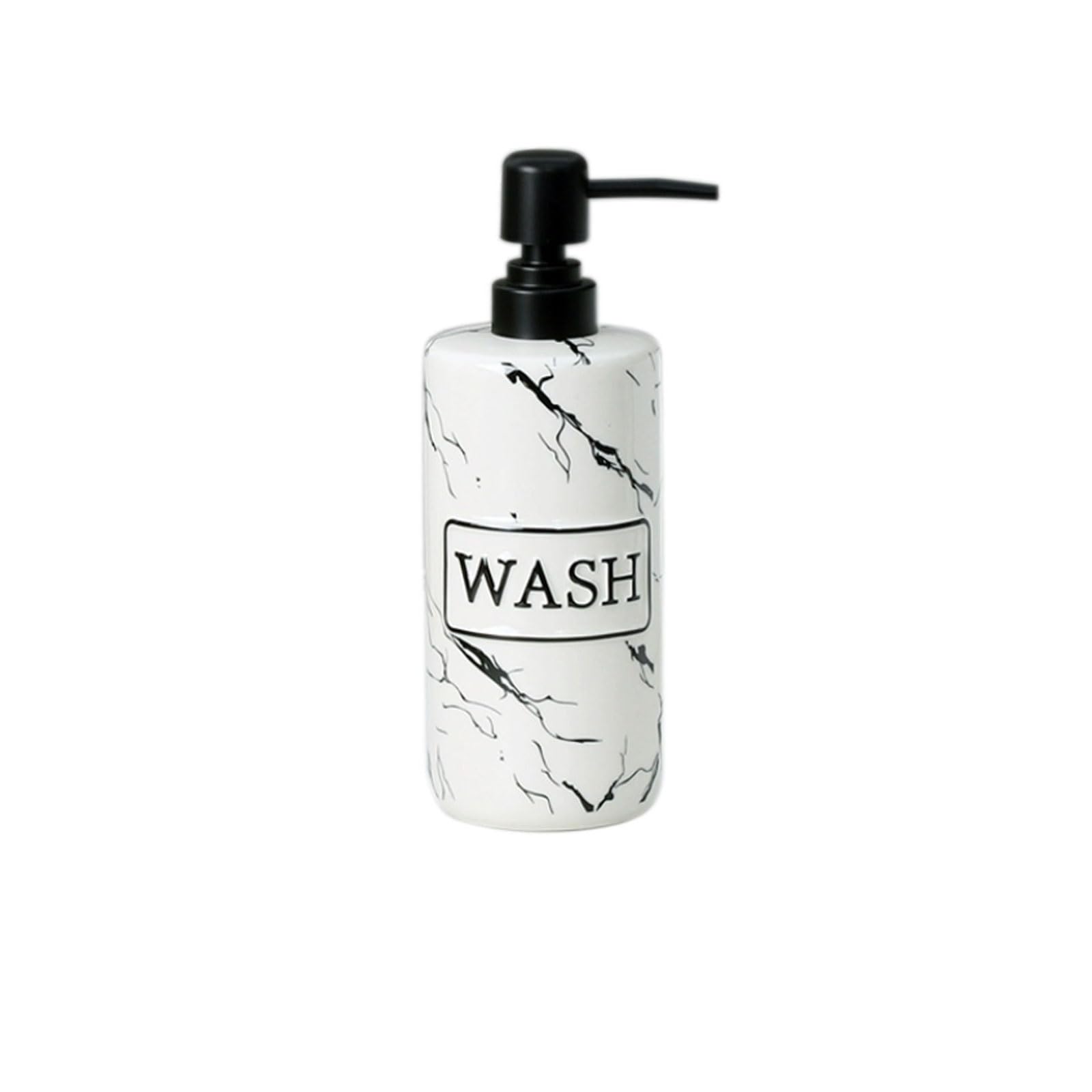 16.9oz Ceramic Soap Dispenser with Pump Head Smooth Rounded Edges, Flat Stable Base, Countertop(Nero)