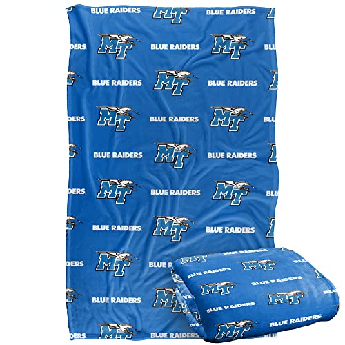 Middle Tennessee State University Blue Raiders Blanket, 36"x58", Logo Pattern, Silky Touch Super Soft Throw