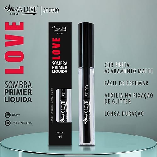 Max Love Sombra Líquida Primer Acabamento Matte -Cor Preta