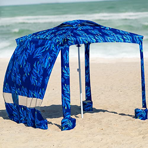 AMMSUN Beach Cabana, 6.2'×6.2' Beach Canopy, Easy Set up and Take Down, Cabana Tent with Sand Pockets, Instant Sun Shade with Side Wall, Coral Tropical - Image 3