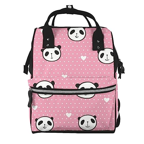 Sac à dos panda mignon aux motifs cœurs multicolores et taille unique