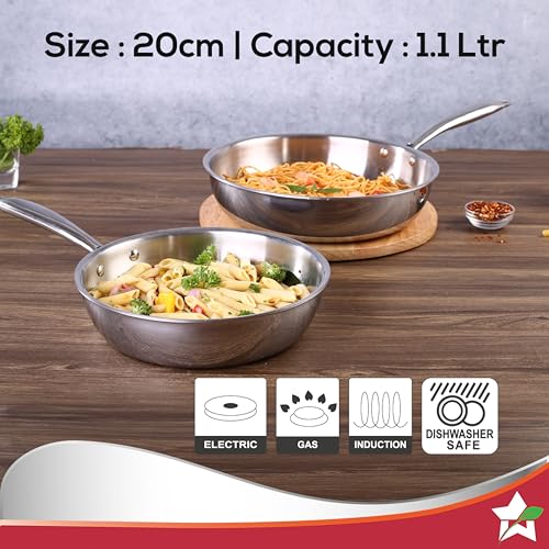 Wonderchef Nigella 3-Ply Stainless Steel Fry Pan, 1.1Litre, 2.6mm Thickness by Wonderchef - Used condition - Image 7