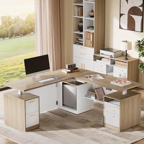 Image of ModernMate 71 inch L Shaped Electric Standing Desk with 5 Drawers & CPU Storage