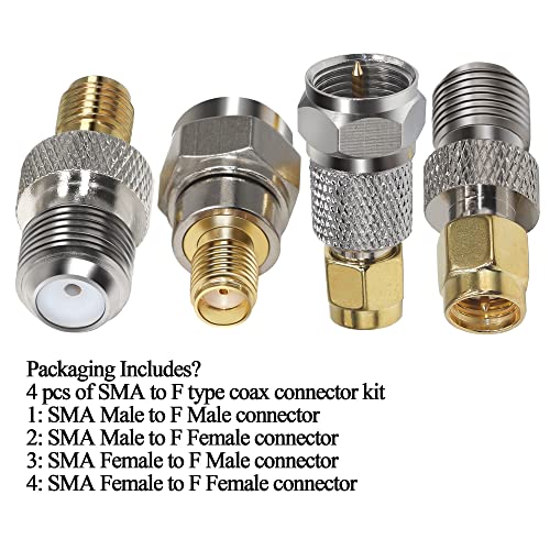 TUOLNK SMA to F Type Coax Connector Kit F to SMA Male to Female Coaxial Adapter Kit for WiFi Radios Antenna 4pcs - Image 4