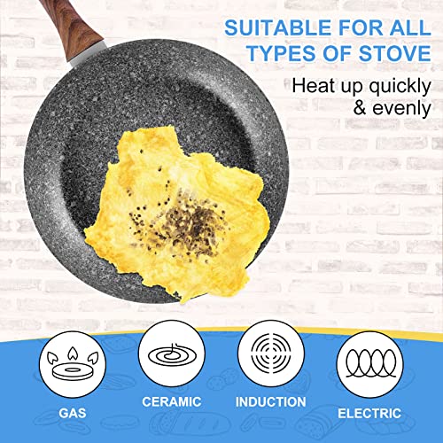 Rainberg 32cm Non Stick Frying Pan, Granite Frying Pan Nonstick Coating, Anti-Scratch, Durable Stove Compatible - Image 3