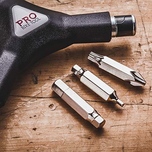 PRO BIKE TOOL 6 in 1 Y Wrench - 6 Interchangeable Bits - Allen Hex, T25 & PH2 Screwdriver - Strong, Easy & Comfortable Bicycle Multitool Kit - Cycling Maintenance Tools for Road and Mountain Bikes