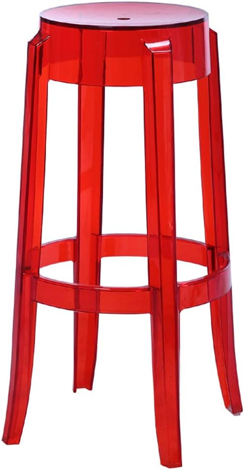 WCJ Fashion Plastic Bar Stool Transparent Red Acrylic Dining Chair Crystal Bar Stool Bar Bar Stool Home Chair Creative 75cm High Bar Stool