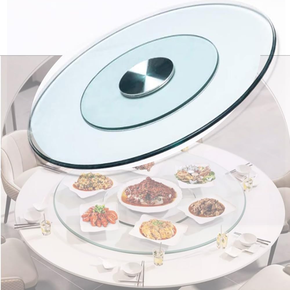 Plato Giratorio Grande De Vidrio Templado 7cm 80cm 100cm Redonda Mesa De Comedor Bandeja Giratoria Lazy Susan Bandeja De Servicio Transparente(28 inch(70cm))