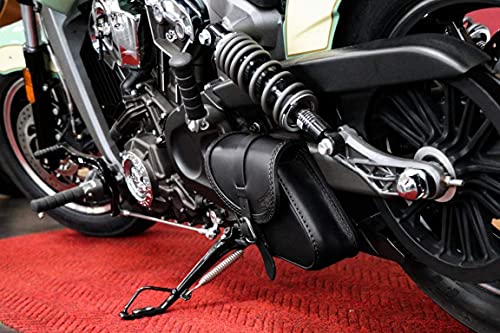 Leather Swing Arm Bag For 2015-2023 Indian Scout & 2018-2023 Indian Scout Bobber Endscuoio Made In Italy (Black With Black Stitches #TOP3