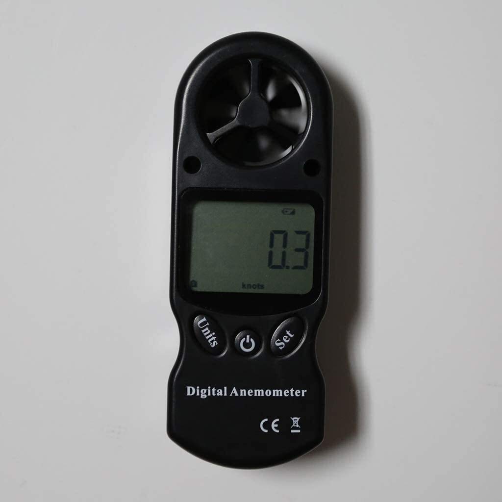 JJJ 8 en 1 Anemómetro Digital LCD Pantalla LCD Termómetro Velocidad de Viento Escalofrío Presión Barométrica Altitud Punto de rocío Medición del Tiempo al Aire Libre (Color : Black)