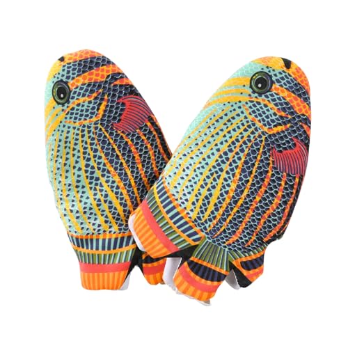 XGOPTS Ofenhandschuhe Lustig Verdickt Hitzebeständig Topfhandschuhe Verbrühfest Backhandschuhe Anti-Rutsch Baumwolle Küchenhandschuhe Aufhängbar Küche Zuhause Fisch OfenZubehör