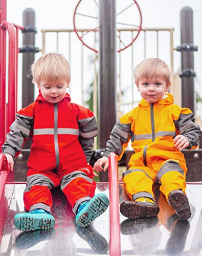 OAKI Rain and Trail Suits - The Ultimate Kids & Toddler Rain Suit for Boys & Girls - Perfect Muddy Buddy Rain Overalls Toddler Yellow, 8-9
