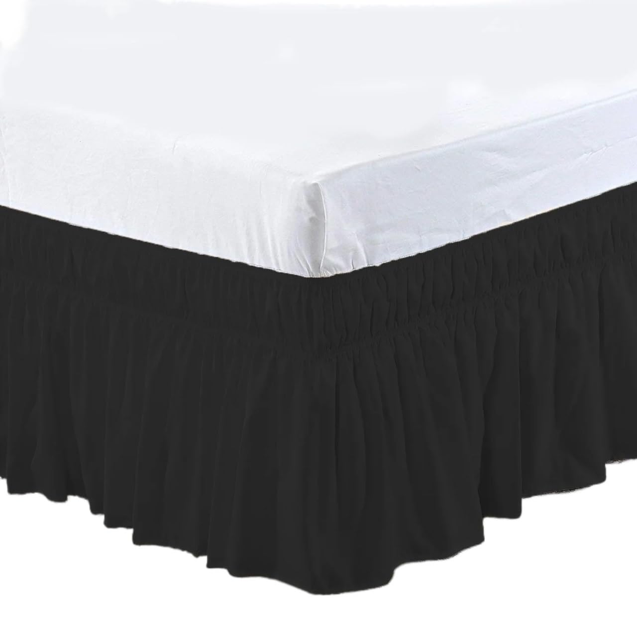 Bed Skirt Bed Skirt Bedding Bed Cover Protector Home Hotel Without Surface Elastic Band Bed Skirt Twin/Full/Queen/King Size Bed Skirts & Valances(Black,Full 190.5x137x40cm)