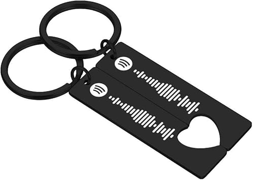 Amazon Jinlin 2 パーソナライズされたspotify コードキーチェーン 刻印された歌 キーホルダー 音楽 ハート キーリング スキャン可能 カップル用 Jinlin スポーツファングッズ