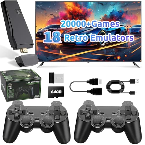 Consola de juegos retro con salida HDMI 4K Plug & Play para TV, consola de juegos con más de 20000 juegos y 2 gamepads juegos, regalo para niños y adultos