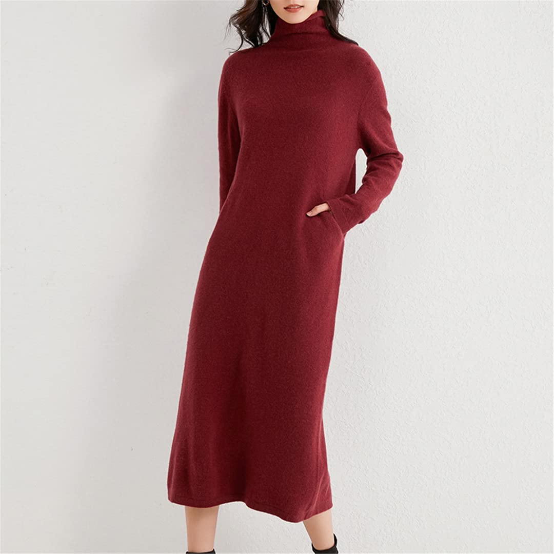Disimlarl Maxi abito invernale da donna in maglia 100% cashmere