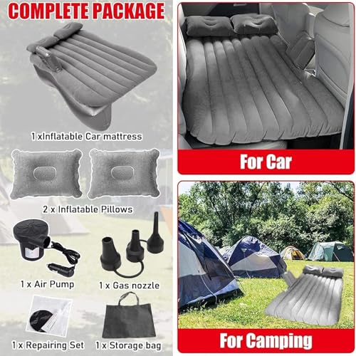 Image of Antson Premium Car Inflatable Bed with Pump & 2 Air Pillow | Quick Inflatable Back Seat Bed | Car Inflatable Mattres | Car Bed Mattress | Car Bed for Kids,Travel,Trip,Camping,Picnic, Beach (Grey)