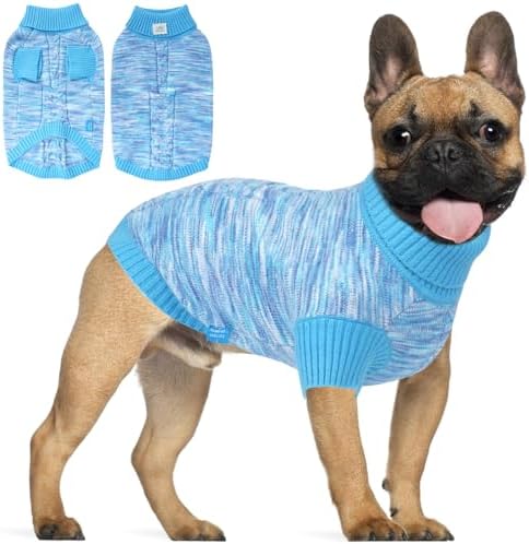 Pet Clothing,Turtleneck Dog Sweater,Sweaters for Dogs Boys and Girls,Pullover Dog Sweaters,Pet Knitted Clothes,Fit for Different Kinds Dogs,for Spring,Autumn and Winter(Blue XS)