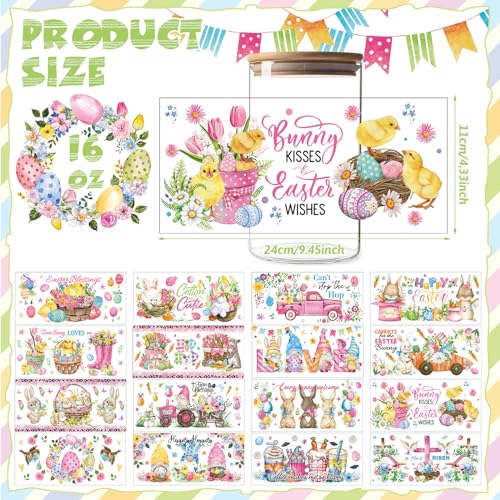 Kosiz KOSIZ-CUP WRAP-66 16 Sheet Easter Uv Dtf Cup Wrap Transfer Stickers thumb #1