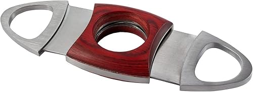 Mantello Guillotina cortadora de puros de madera de cerezo y acero inoxidable doble corte