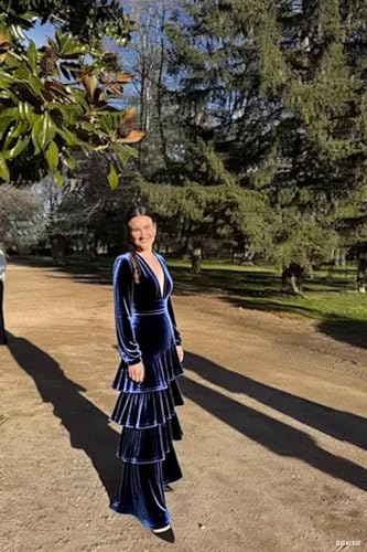 Long Sleeve Velvet Bridesmaid Dresses 2025 Tiered V Neck Corset Formal Dress Long Evening Party Gowns3