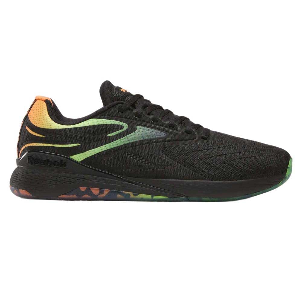 Reebok Baskets Nano X5 Edge Unisexes, Noir/Arena Orange/Citron Vert, Taille 41 EU