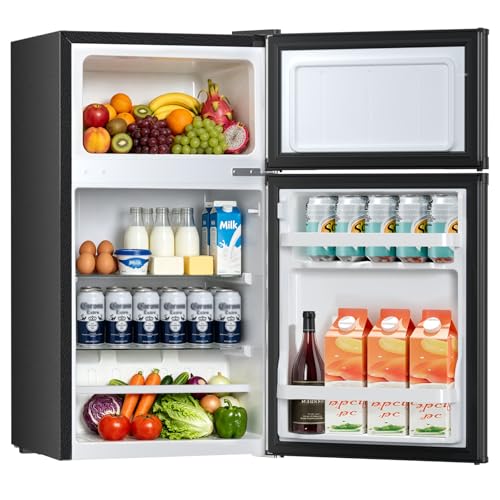 Image of Kismile 2.5Cu.Ft Mini Fridge with Freezer Compact Refrigerator Double Door