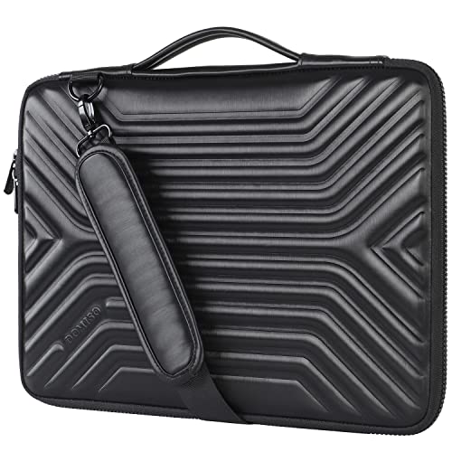 DOMISO 15-15,6 Pouces Imperméable Anti-Choc Housse Pochette de Protection PC Portable avec Bandoulière pour Chromebook/Ultrabook/Netbook/Lenovo Thinkpad IdeaPad/ASUS/HP/Dell, Noir