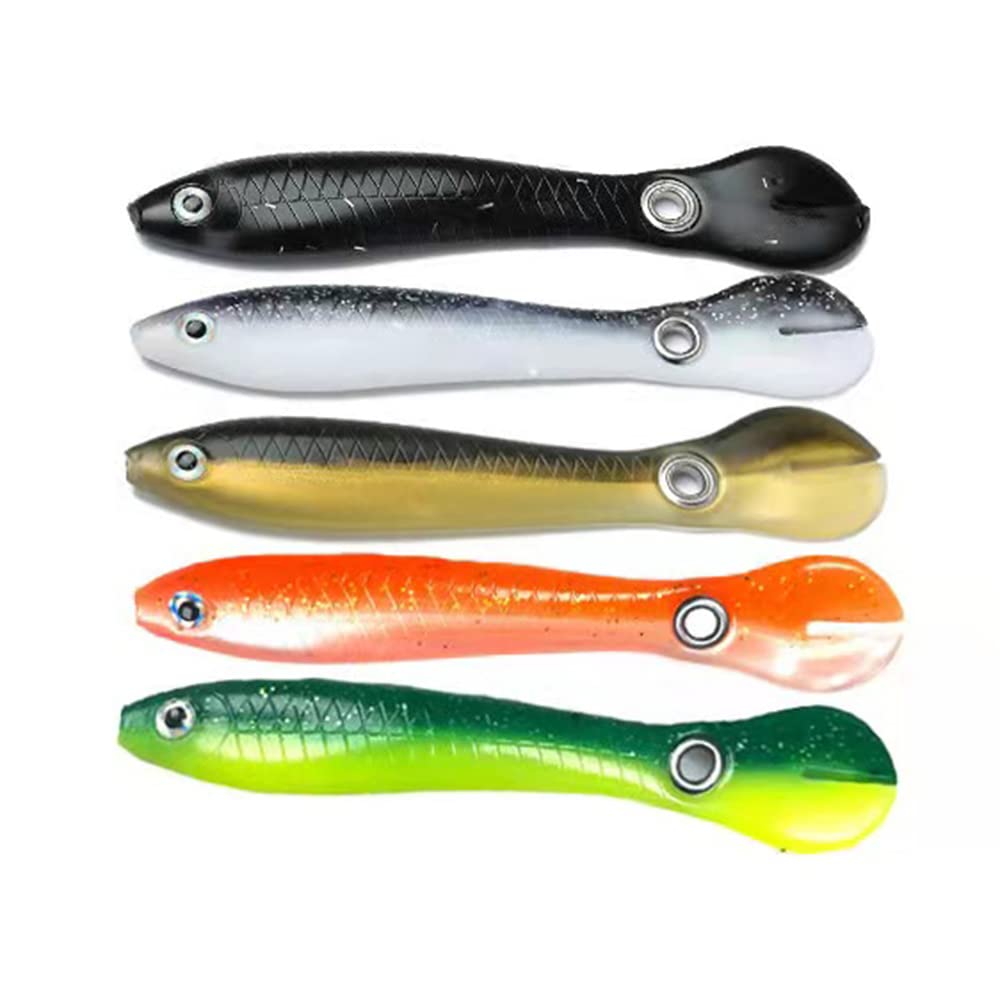 5 Pcs Fishing Soft Plastic Mock Lures and baits Set, as Soft Bionic Fishing Lure for Crappie Trout Bass Salmon in Various Saltwater and Freshwater