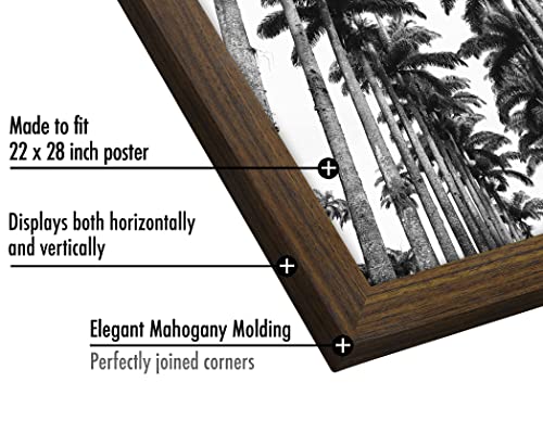 Americanflat 22x28 Poster Frame with Polished Plexiglass - Wide Picture Frames Made of Engineered Wood for Vertical or Horizontal Wall Display - Epic Collection - Mahogany