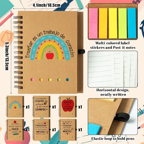 Cadeau enseignant espagnol : lot de 12 blocs-notes et stylos de merci