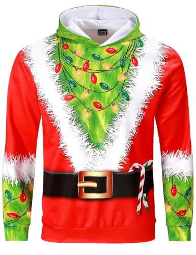 Funny World Men's Holiday Sweatshirt Graphic Halloween Hoodies Christmas Pullover