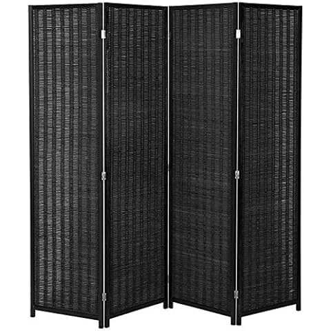 Enyaa Room Divider Screen Privacy Panel - Folding Paravent 5 Panel Divider Screen - Partition Wall Panel Privacy Furniture - LTN002 (Black) Cover