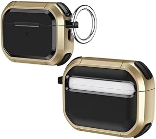 جراب حماية متين من Next Store متوافق مع 4 AirPods ، تصميم مدرع يوفر حماية كاملة ضد الصدمات والسقوط، مع حلقة مفاتيح معدنية لسهولة الحمل، يدعم الشحن اللاسلكي. (جولد)
