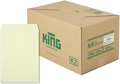 角2封筒 Hiソフトカラー ウグイス 【500枚】 スミ貼 160206 A4が入るサイズ パステルカラー封筒 ハーフトーン 角2 書類 キングコーポレーション